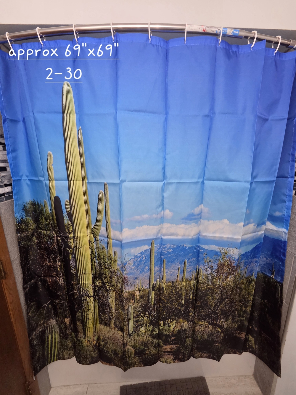 Nwot, Desert Cactus Blue Shower Curtain - Home Bath